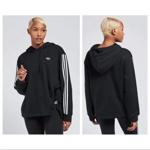 Adidas Bellista Ruffle Hoodie Sweatshirt Black Size Small